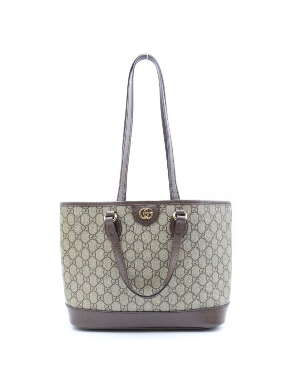 Gucci GG Supreme Ophidia Small Tote Bag Brown Leather Gold